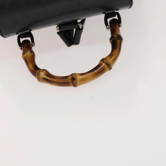 GUCCI Bamboo Backpack Enamel Black Silver 003 2034 0030 Auth 135553 - Picture 8 of 16